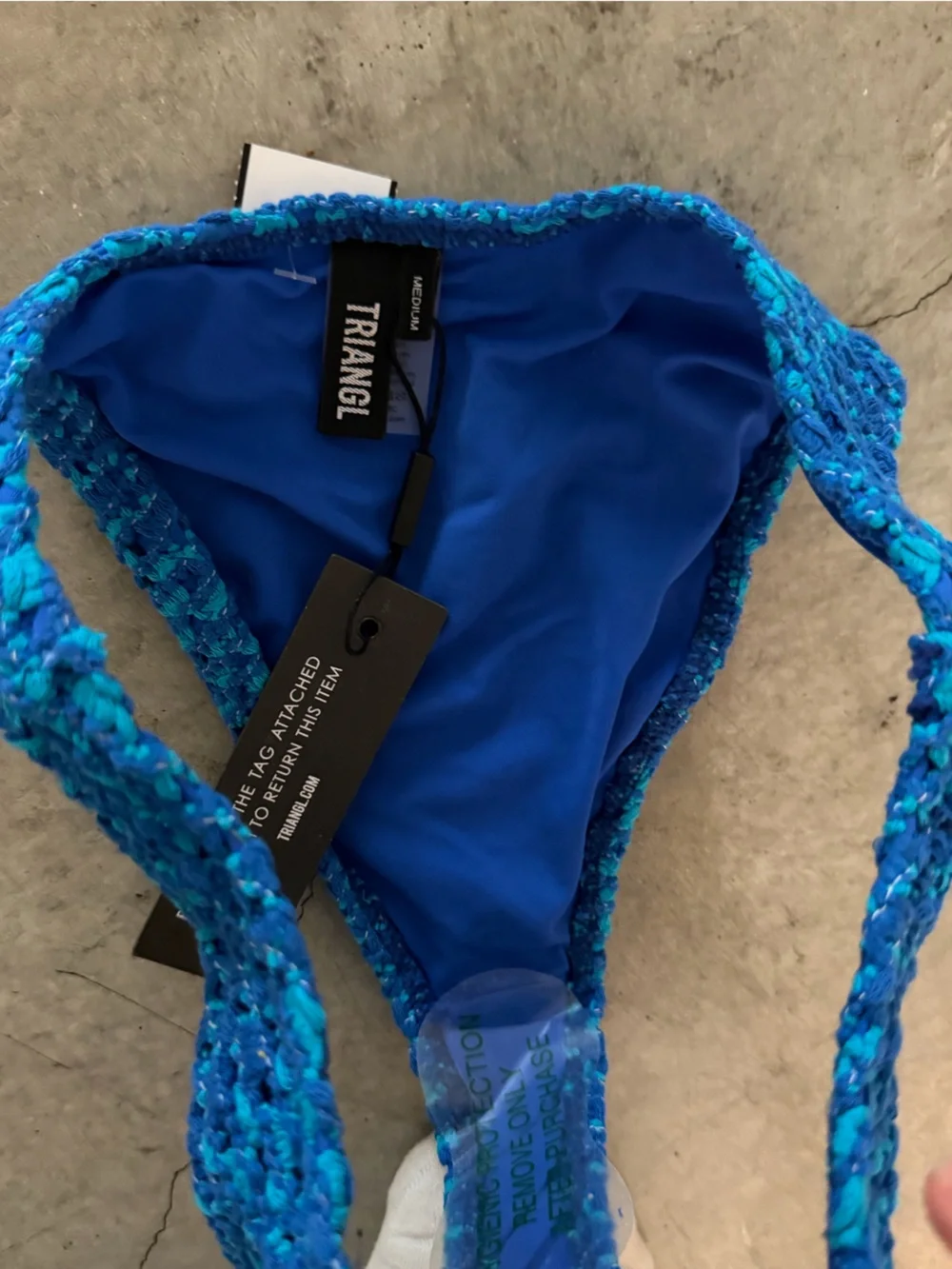 triangl swimwear blue crotchet bikini